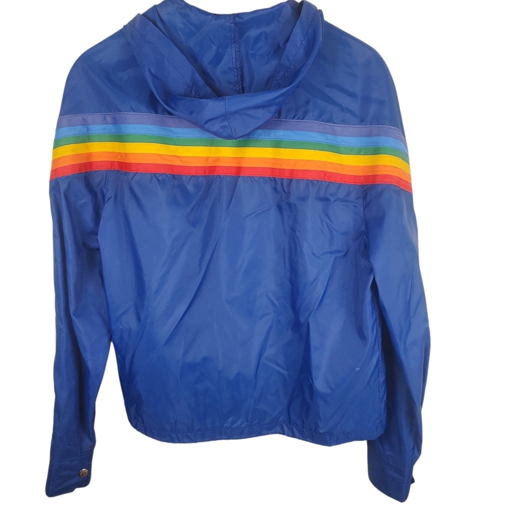 80s OP Blue Windbreaker with Rainbow Stripe. SMALL. #244 - Picture 9 of 15